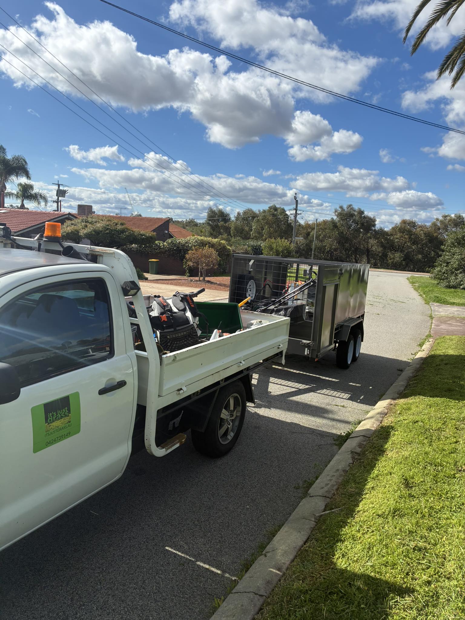 Mowing ute and trailer setup ready for jobs